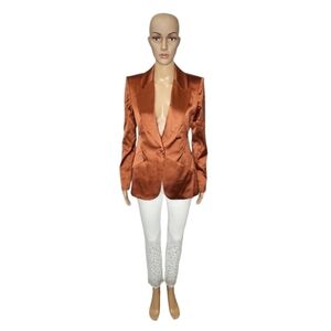 NWT L'agence Chamberlain Womens red ginger satin office academia blazer Sz XS
